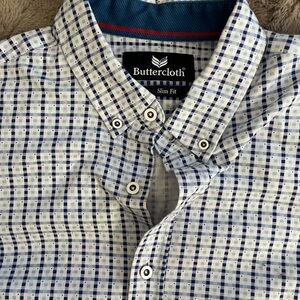 Buttercloth LIKE NEW Men's Blue Checkered Shirt - Slim Fit Medium